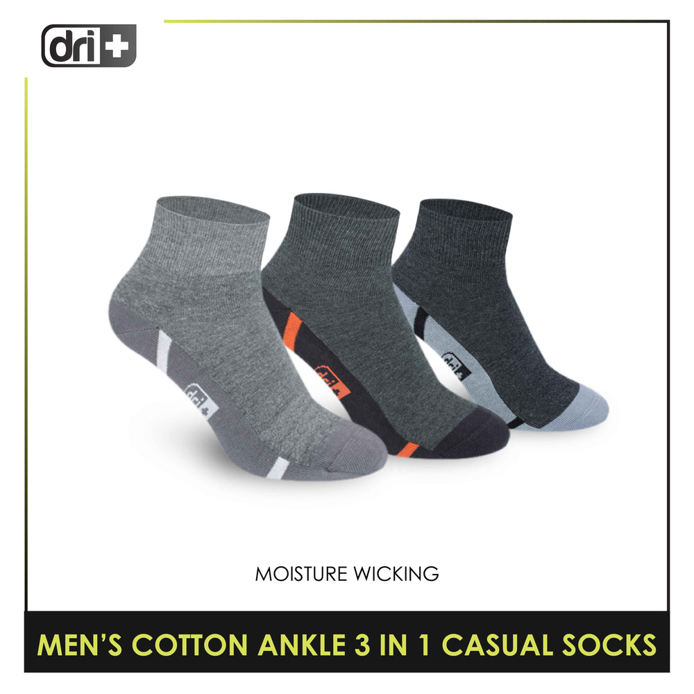 Dri Plus Men's Lite Thin Casual Ankle Socks 3 pairs in a pack DMCG16