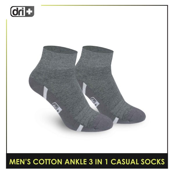 Dri Plus Men's Lite Thin Casual Ankle Socks 3 pairs in a pack DMCG16