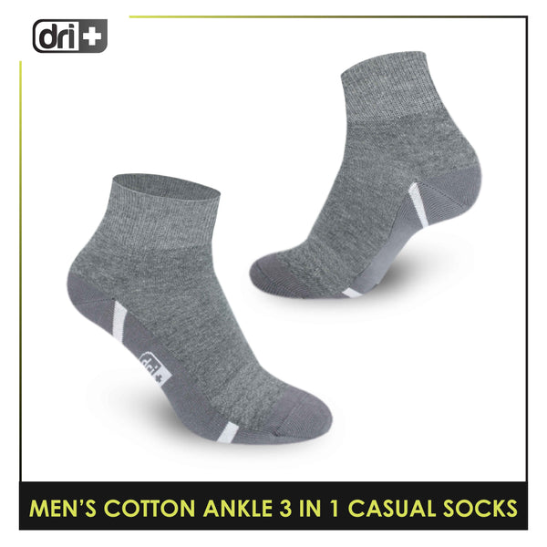 Dri Plus Men's Lite Thin Casual Ankle Socks 3 pairs in a pack DMCG16