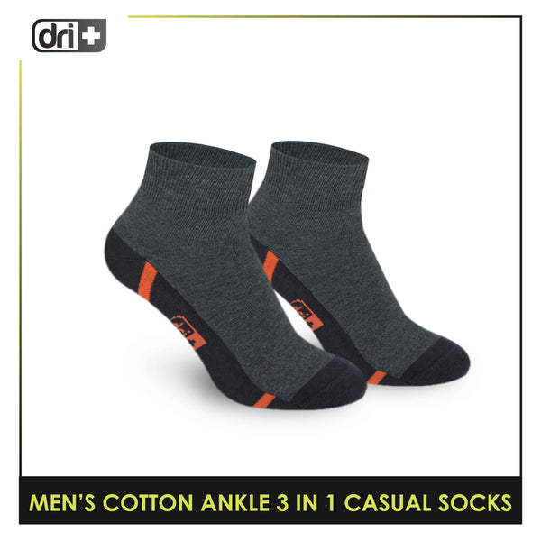 Dri Plus Men's Lite Thin Casual Ankle Socks 3 pairs in a pack DMCG16