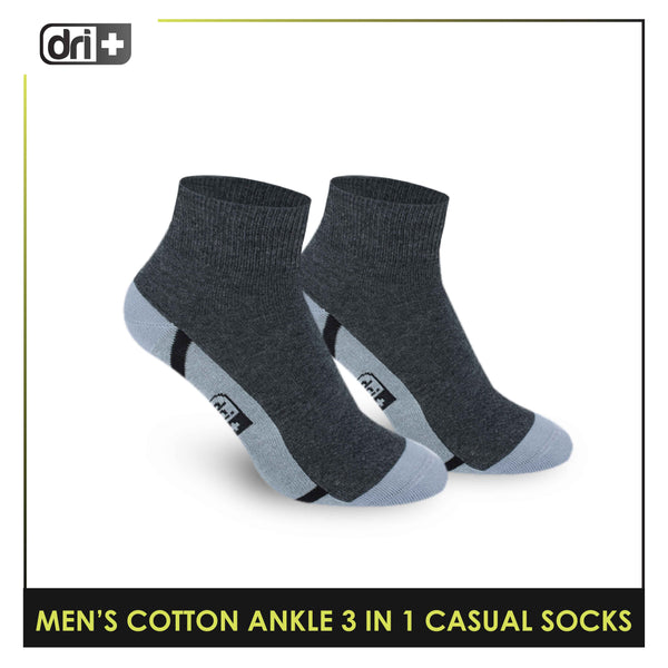 Dri Plus Men's Lite Thin Casual Ankle Socks 3 pairs in a pack DMCG16