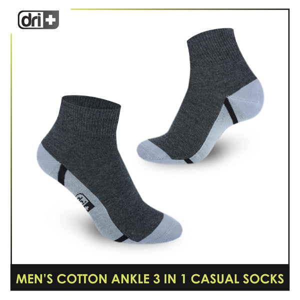 Dri Plus Men's Lite Thin Casual Ankle Socks 3 pairs in a pack DMCG16