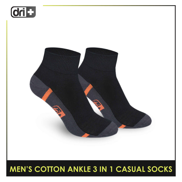 Dri Plus Men's Lite Thin Casual Ankle Socks 3 pairs in a pack DMCG16
