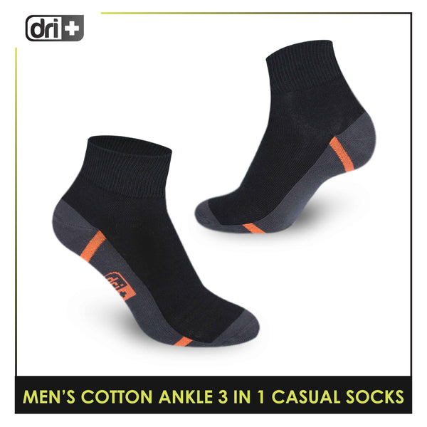 Dri Plus Men's Lite Thin Casual Ankle Socks 3 pairs in a pack DMCG16