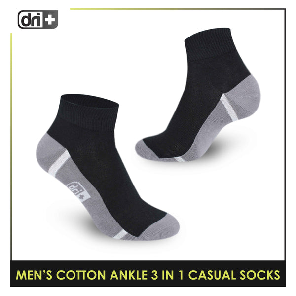 Dri Plus Men's Lite Thin Casual Ankle Socks 3 pairs in a pack DMCG16