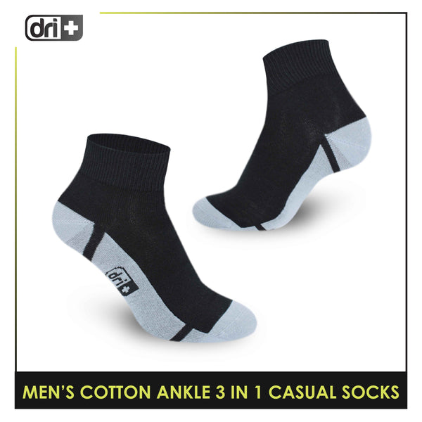 Dri Plus Men's Lite Thin Casual Ankle Socks 3 pairs in a pack DMCG16