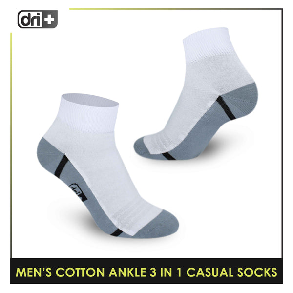 Dri Plus Men's Lite Thin Casual Ankle Socks 3 pairs in a pack DMCG16