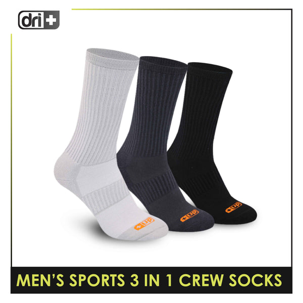 Dri Plus Men's Thick Sports Crew Socks 3 pairs in a pack DMSKG19