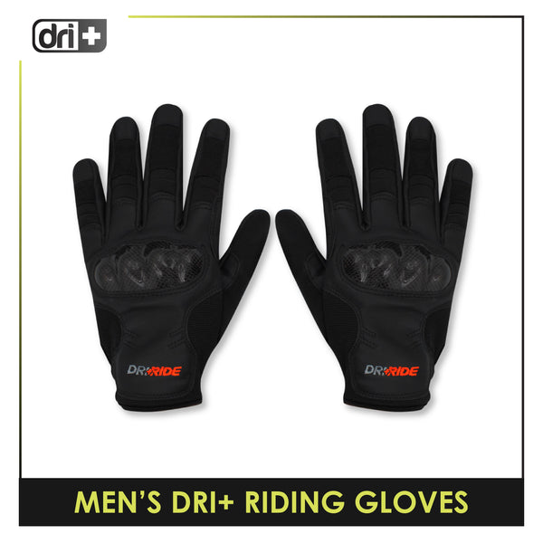 Dri Plus Black Carbon Embroidered Full Finger Gloves 1 Pair DMG2402