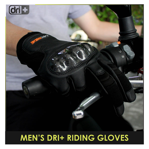 Dri Plus Black Carbon Embroidered Full Finger Gloves 1 Pair DMG2402