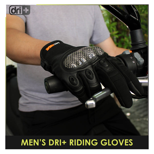 Dri Plus White Carbon Embroidered Full Finger Touch Screen Gloves 1 Pair DMG2403
