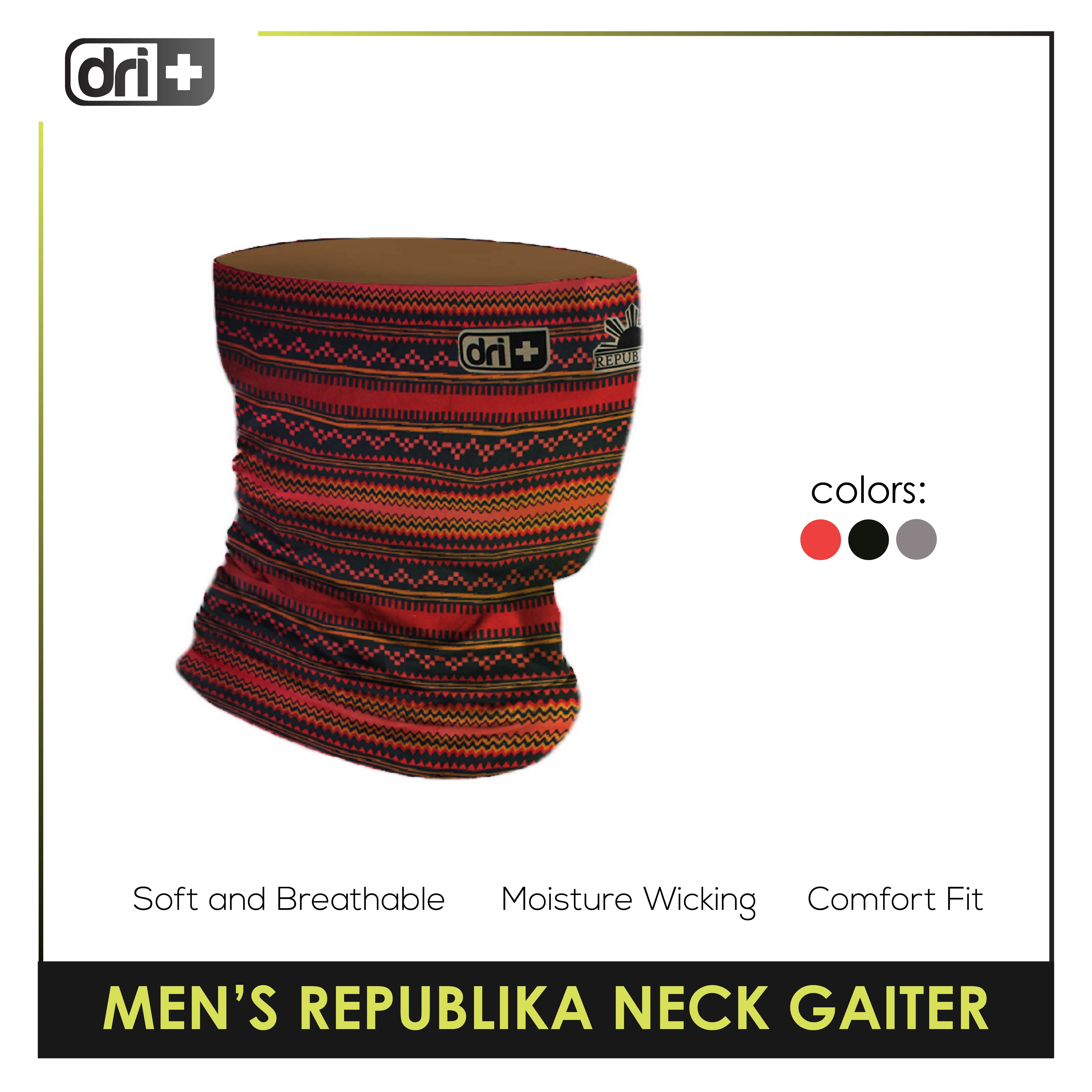 Dri Plus Men's Republika Washable Multi-Functional Moisture Wicking Neck Gaiter 1 piece DMNR3101