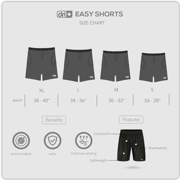 Dri Plus Men's Anti-Odor Sweat Wicking Easy Shorts ODMBX0401