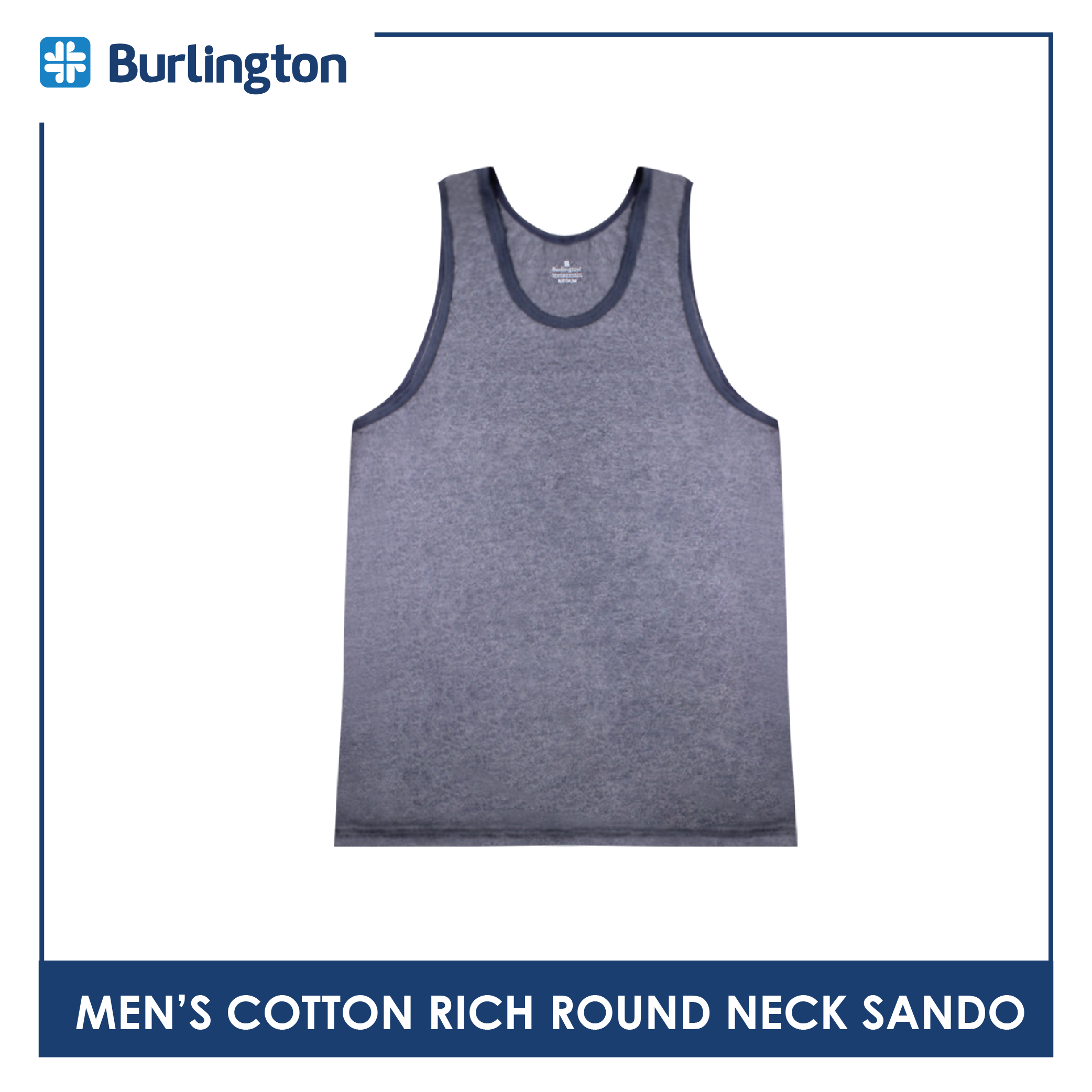 Burlington Men's OVERRUNS Cotton-Rich Round Neck Sando 1 piece GMSSCO1 (6671077113961)