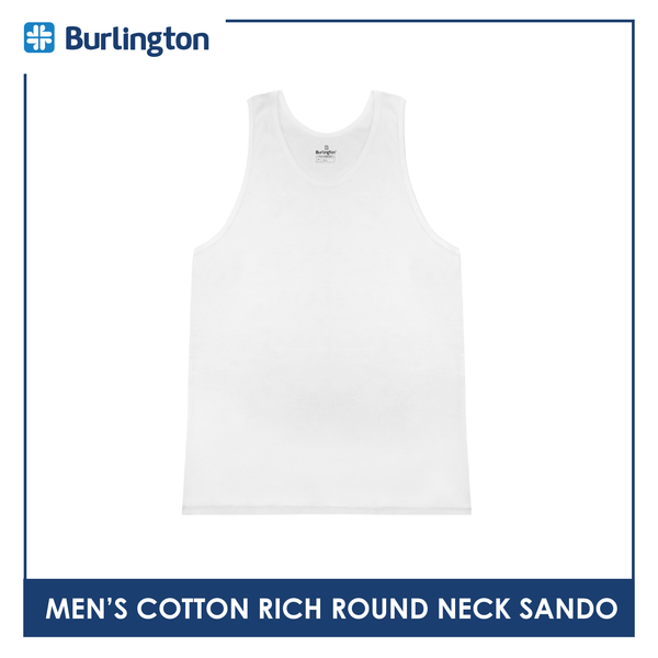 Burlington Men's OVERRUNS Cotton-Rich Round Neck Sando 1 piece GMSSCO1 (6671077113961)