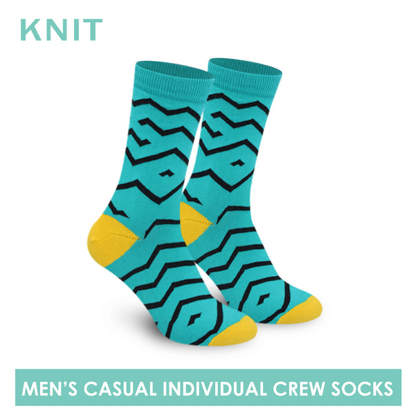 Knit Men’s Zigzag Fashion Printed Cotton Light Performance Crew Socks 1 pair KMC1301