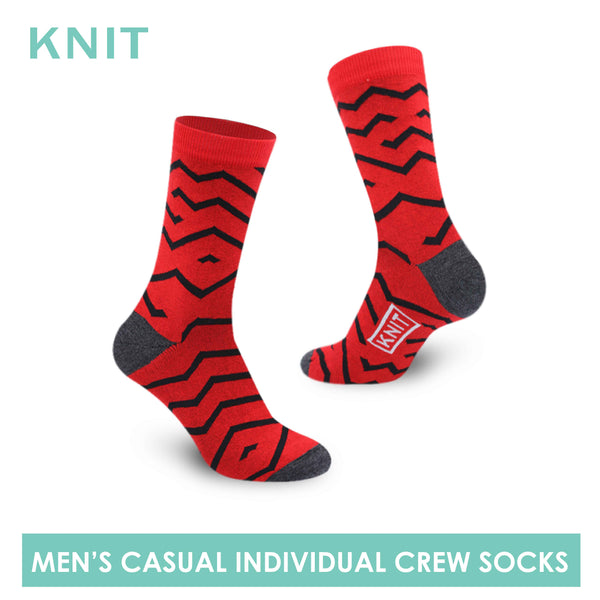 Knit Men’s Zigzag Fashion Printed Cotton Light Performance Crew Socks 1 pair KMC1301