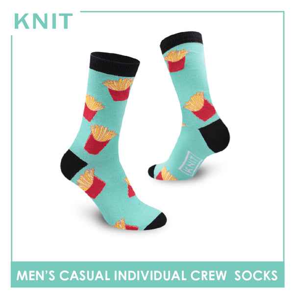 Knit Men's French Fries Cotton Light Performance Crew Socks 1 Pair KMC2202