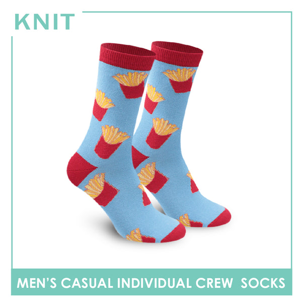 Knit Men's French Fries Cotton Light Performance Crew Socks 1 Pair KMC2202