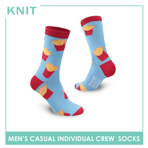 Knit Men's French Fries Cotton Light Performance Crew Socks 1 Pair KMC2202
