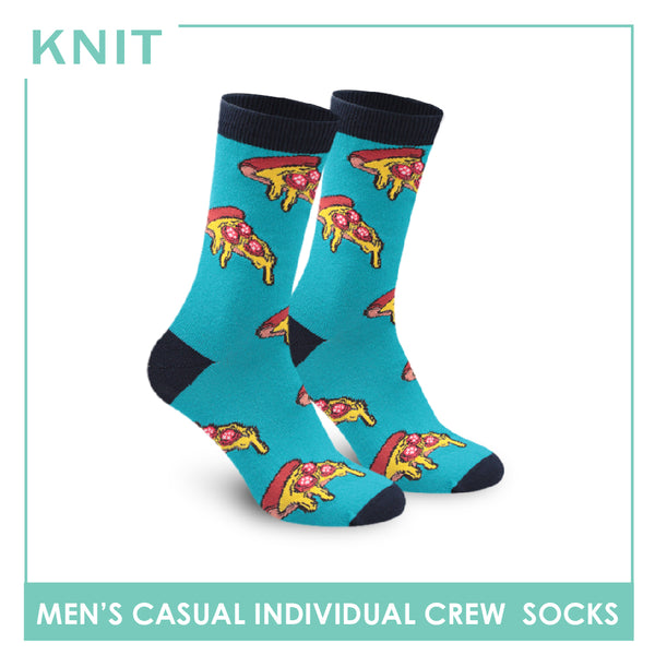 Knit Men's Pizza Cotton Light Performance Crew Socks 1 Pair KMC2203