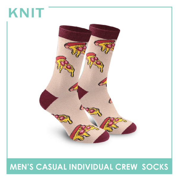 Knit Men's Pizza Cotton Light Performance Crew Socks 1 Pair KMC2203