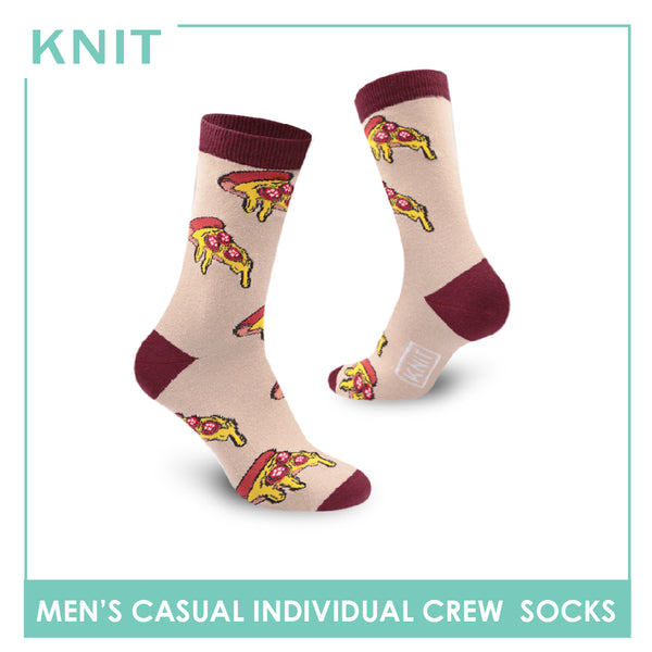 Knit Men's Pizza Cotton Light Performance Crew Socks 1 Pair KMC2203