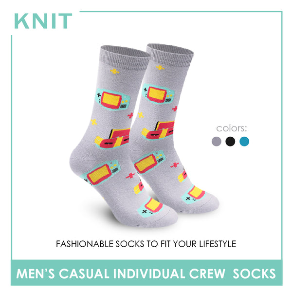 Knit Men's Retro Game Console Cotton Light Performance Crew Socks 1 Pair KMC2302
