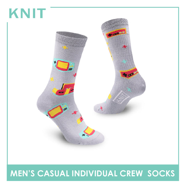 Knit Men's Retro Game Console Cotton Light Performance Crew Socks 1 Pair KMC2302