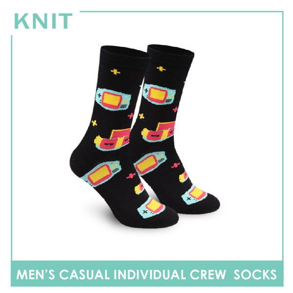 Knit Men's Retro Game Console Cotton Light Performance Crew Socks 1 Pair KMC2302