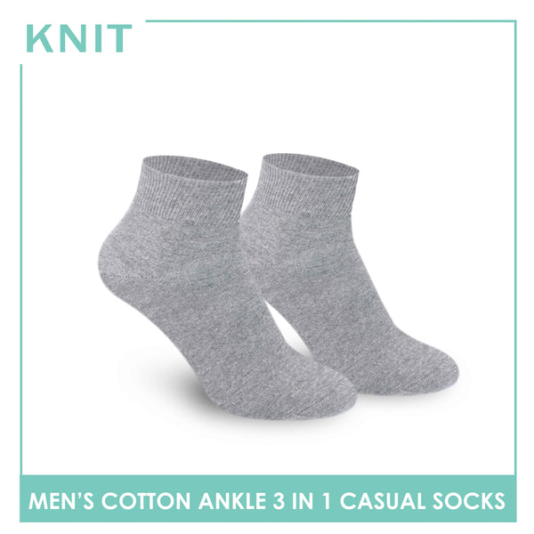 Knit Men’s Cotton Ankle 3-in-1 Lite Casual Socks KMCKG2 (6694446301289)