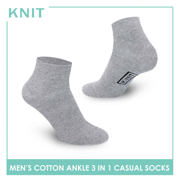 Knit Men’s Cotton Ankle 3-in-1 Lite Casual Socks KMCKG2 (6694446301289)