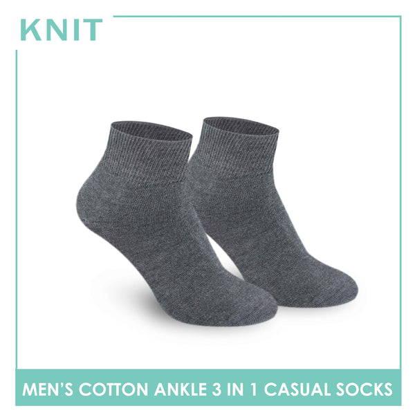 Knit Men’s Cotton Ankle 3-in-1 Lite Casual Socks KMCKG2 (6694446301289)