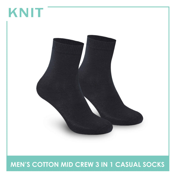 Knit Men’s Cotton Mid Crew 3-in-1 Lite Casual Socks KMCKG3 (6694446989417)