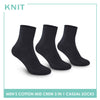 Knit Men’s Cotton Mid Crew 3-in-1 Thin Casual Socks KMCKG3