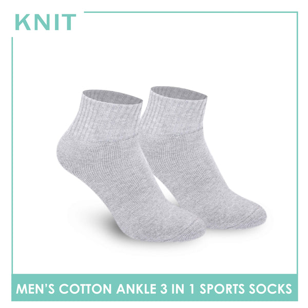 Knit Men’s Cotton Ankle 3-in-1 Thick Sports Socks KMSKG2 (6694448988265)