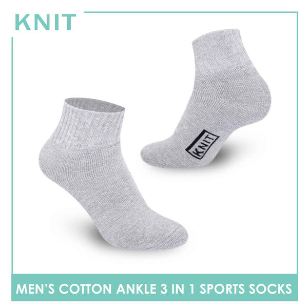 Knit Men’s Cotton Ankle 3-in-1 Thick Sports Socks KMSKG2 (6694448988265)