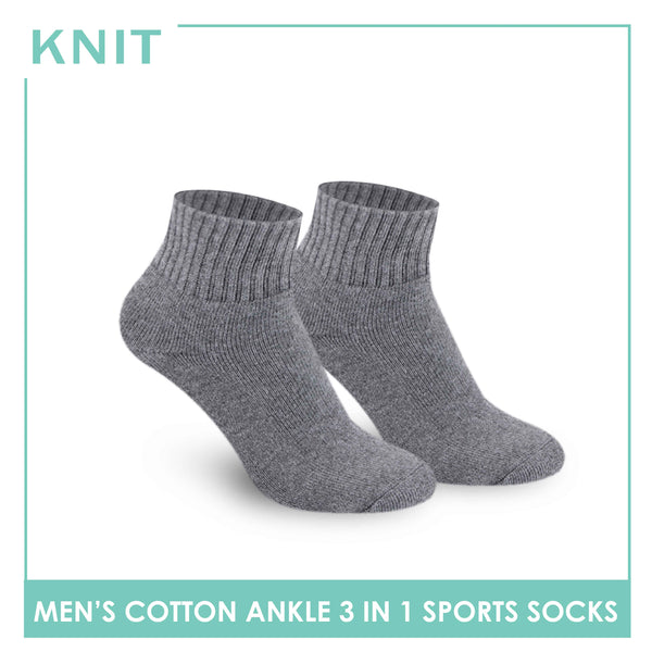 Knit Men’s Cotton Ankle 3-in-1 Thick Sports Socks KMSKG2 (6694448988265)