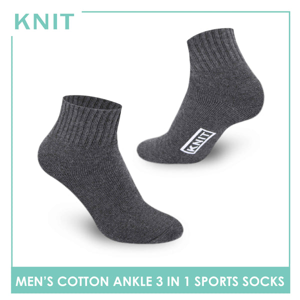 Knit Men’s Cotton Ankle 3-in-1 Thick Sports Socks KMSKG2 (6694448988265)