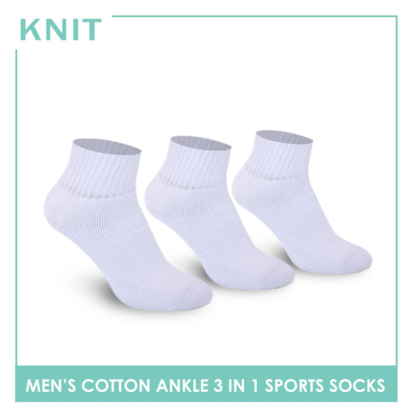 Knit Men’s Cotton Ankle 3-in-1 Thick Sports Socks KMSKG2 (6694448988265)