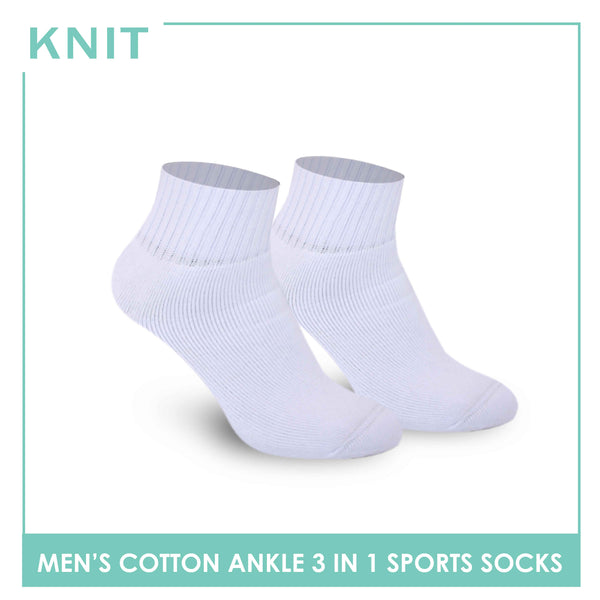 Knit Men’s Cotton Ankle 3-in-1 Thick Sports Socks KMSKG2 (6694448988265)
