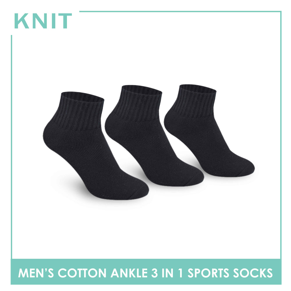 Knit Men's Cotton Ankle 3 pairs in a pack Thick Sports Socks KMSKG2