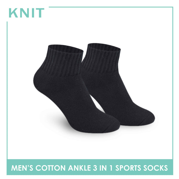 Knit Men’s Cotton Ankle 3-in-1 Thick Sports Socks KMSKG2 (6694448988265)