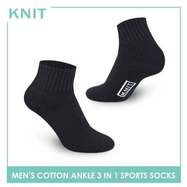 Knit Men’s Cotton Ankle 3-in-1 Thick Sports Socks KMSKG2 (6694448988265)