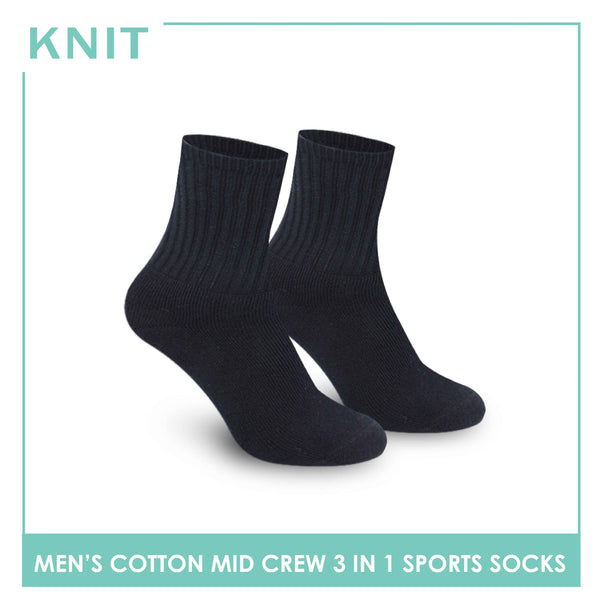 Knit Men’s Cotton Mid Crew 3-in-1 Thick Sport Socks KMSKG3 (6694449512553)
