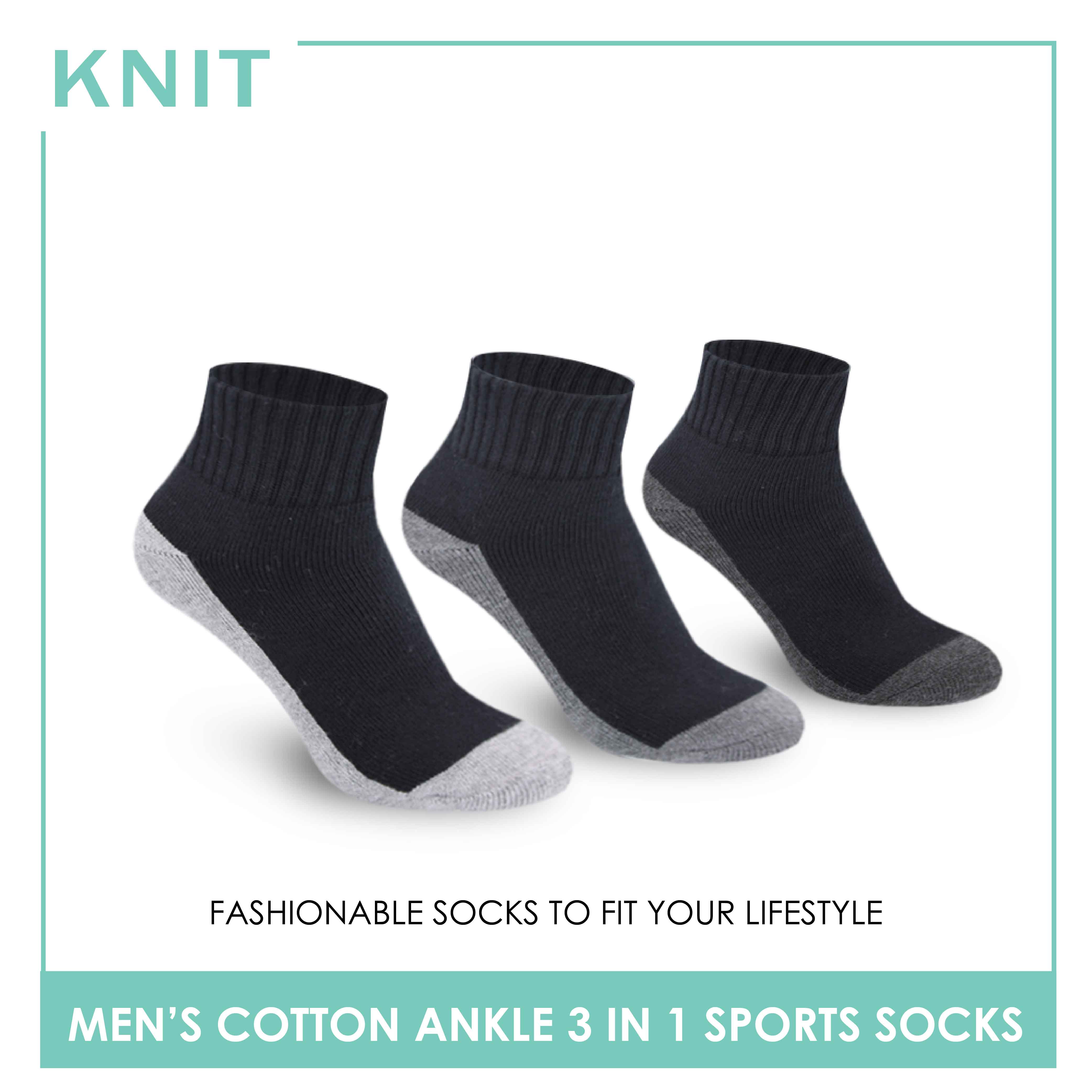Knit Men’s Cotton Ankle 3-in-1 Thick Sports Socks KMSKG4