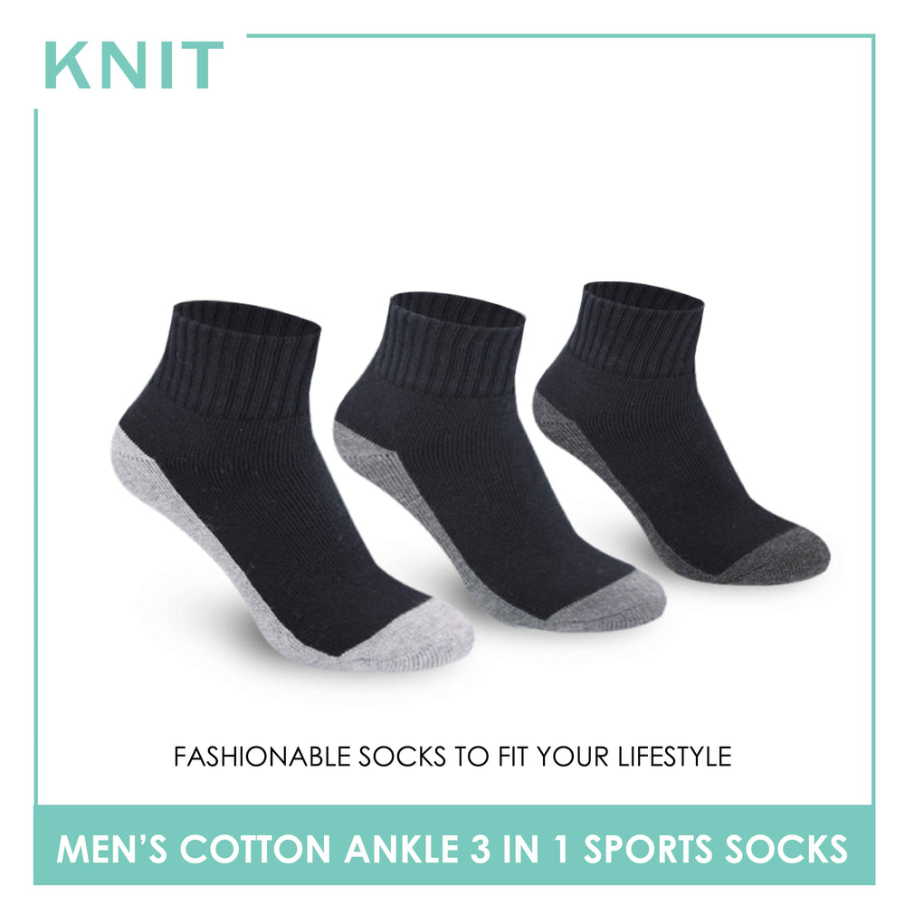Knit Men’s Cotton Ankle 3-in-1 Thick Sports Socks KMSKG4
