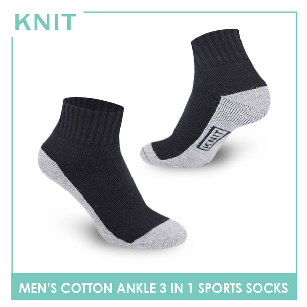 Knit Men’s Cotton Ankle 3-in-1 Thick Sports Socks KMSKG4