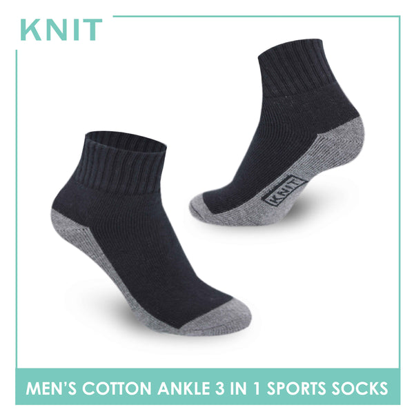 Knit Men’s Cotton Ankle 3-in-1 Thick Sports Socks KMSKG4