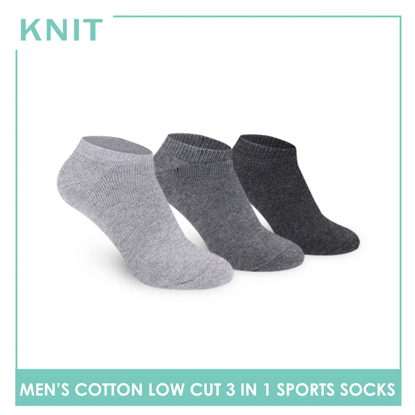 Knit Men’s Cotton Low Cut 3-in-1 Thick Sports Socks KMSKG6 (6694450069609)